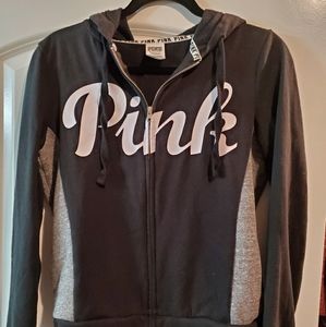 Women's VS Pink zip up hoodie small black & grey
